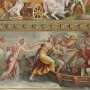 Particolare degli affreschi della sala di Troia